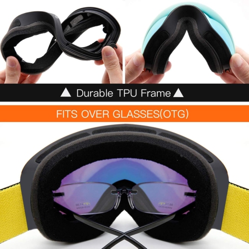 Lunettes de ski, lunettes de planche à neige pour sports d'hiver, lunettes de ski pour jeunes et hommes Femmes Ski Ski Motoneige, V03-enfants