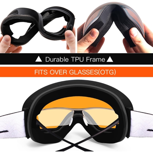 Lunettes de ski, lunettes de planche à neige Winter Snow Sports Snowboard Jeunes et hommes Femmes Ski Ski Ski Motoneige, A21-Matter Cadre