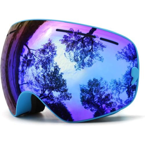 PETGINHOME  Ski Goggles, Winter Snow Sports Snowboard Goggles Youth & Men Women Skiing Skating Snowmobile, V01-Kids 4-16(Vlt18.4%)Blue Frame/blue