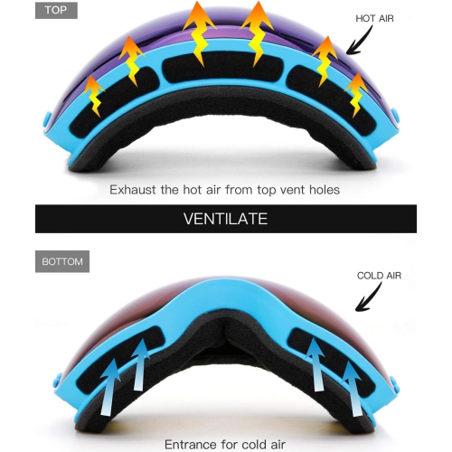 Ski Goggles,Winter Snow Sports Snowboard Goggles Youth & Men Women Skiing Skating Snowmobile,V01-kids 4-16(vlt18.4%)blue Frame/Blue