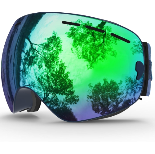 PETGINHOME  Ski Goggles, Winter Snow Sports Snowboard Goggles Youth & Men Women Skiing Skating Snowmobile, A19-Matter Frame/green (Vlt 14.5%) In Blue