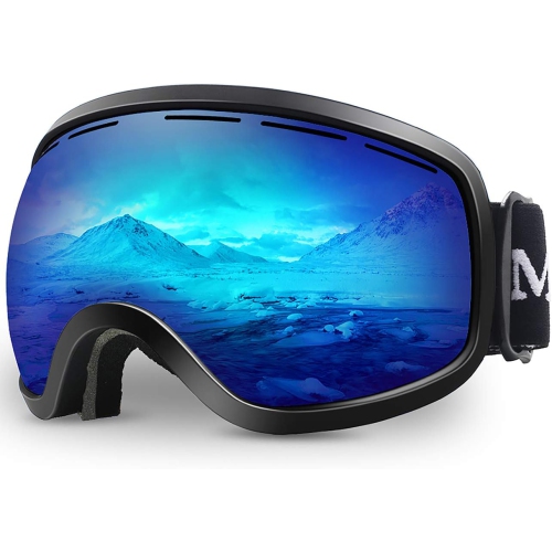 PETGINHOME  Ski Goggles, Winter Snow Sports Snowboard Goggles Youth & Men Women Skiing Skating Snowmobile, C03-Black Frame/ Vlt 14% In Blue