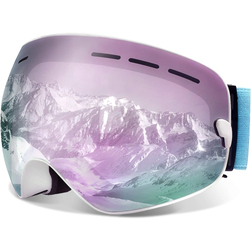 Ski Goggles,Winter Snow Sports Snowboard Goggles Youth & Men Women Skiing Skating Snowmobile,Arctic White / Purple Sapphire