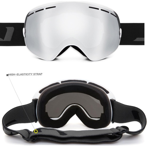 Ski Goggles,Winter Snow Sports Snowboard Goggles Youth & Men Women Skiing Skating Snowmobile,White Frame Mirror(vlt 18.5%) Lens