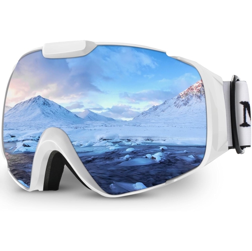 Ski Goggles,Winter Snow Sports Snowboard Goggles Youth & Men Women Skiing Skating Snowmobile,D05-white Frame/Silver （vlt 13%）