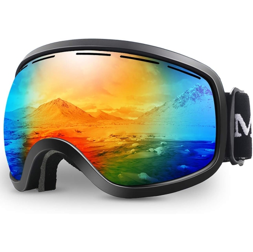 PETGINHOME  Ski Goggles, Winter Snow Sports Snowboard Goggles Youth & Men Women Skiing Skating Snowmobile, C04-Black Frame/ Colorful Vlt 15%