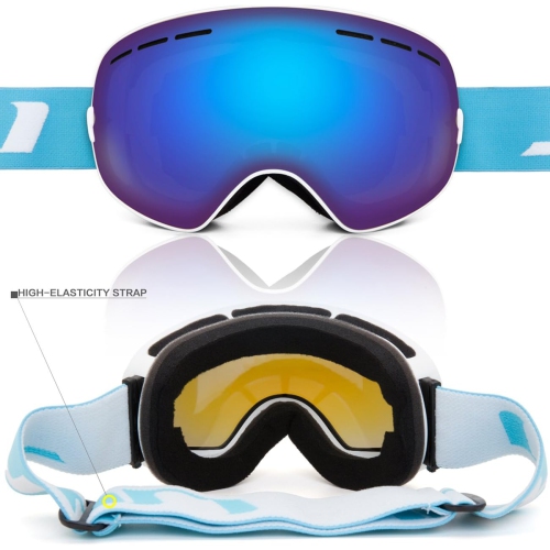 Ski Goggles,Winter Snow Sports Snowboard Goggles Youth & Men Women Skiing Skating Snowmobile,A07-white Frame/Blue Strap