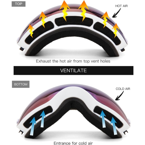 Ski Goggles,Winter Snow Sports Snowboard Goggles Youth & Men Women Skiing Skating Snowmobile,A07-white Frame/Blue Strap