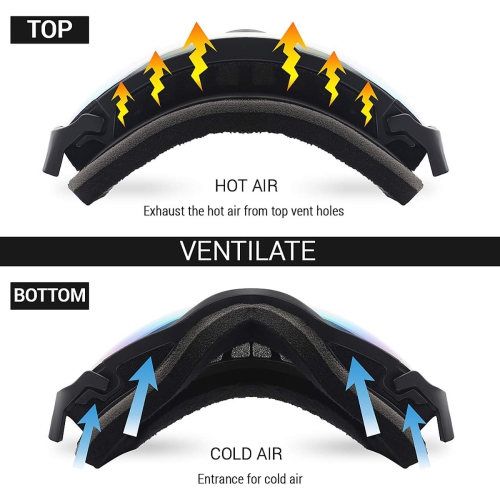 Lunettes de ski, lunettes de planche à neige Winter Snow Sports Snowboard Jeune et Homme Femme Ski Ski Ski Motoneige, D03-Cadre noir Argent(VLT 13%)