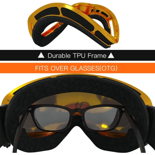 Ski Goggles,Winter Snow Sports Snowboard Goggles Youth & Men Women Skiing Skating Snowmobile,A13-bronze Frame/Bronze(vlt 18.5%)