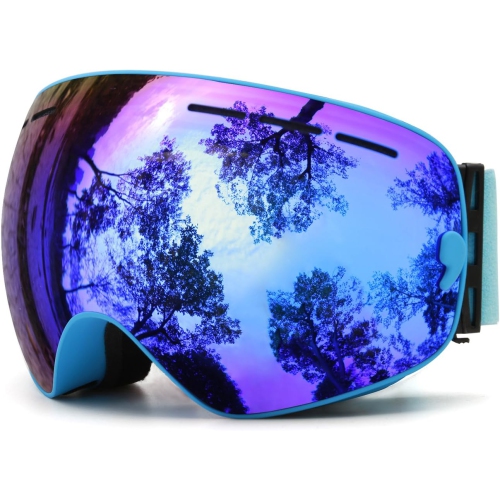 PETGINHOME  Ski Goggles, Winter Snow Sports Snowboard Goggles Youth & Men Women Skiing Skating Snowmobile, A05-Blue Strap/blue (Vlt 20.1%)