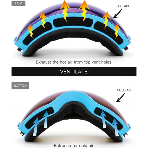 Ski Goggles,Winter Snow Sports Snowboard Goggles Youth & Men Women Skiing Skating Snowmobile,A05-blue Strap/Blue