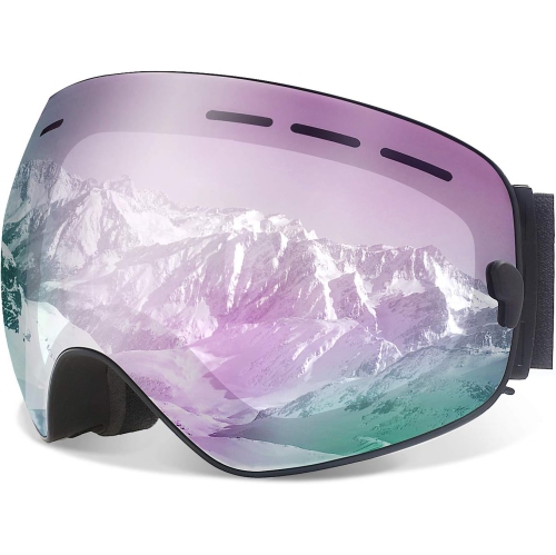 PETGINHOME  Ski Goggles, Winter Snow Sports Snowboard Goggles Youth & Men Women Skiing Skating Snowmobile, Black / Sapphire In Purple