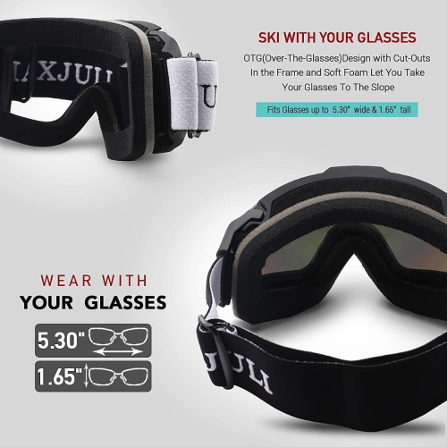 Ski Goggles,Winter Snow Sports Snowboard Goggles Youth & Men Women Skiing Skating Snowmobile,D04-black Frame/Clear