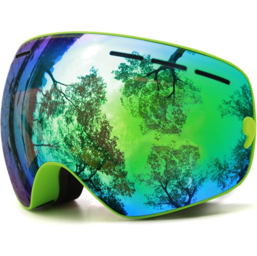 Ski Goggles,Winter Snow Sports Snowboard Goggles Youth & Men Women Skiing Skating Snowmobile,V02-kids 4-16(vlt18%) Green Frame/Green