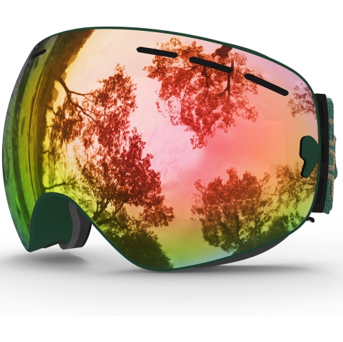 PETGINHOME  Ski Goggles, Winter Snow Sports Snowboard Goggles Youth & Men Women Skiing Skating Snowmobile, A24-Matter Green/pale (Vlt 50.8%) In Pink