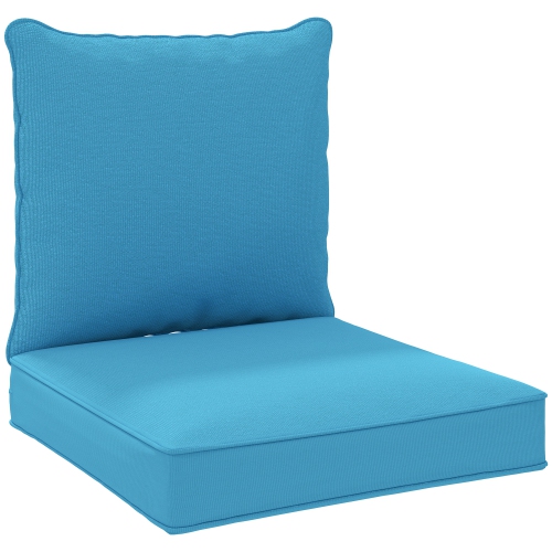 Outsunny Patio Chair Cushions, Thick Deep Seat Outdoor Seat Cushion with Back Cushion, Turquoise