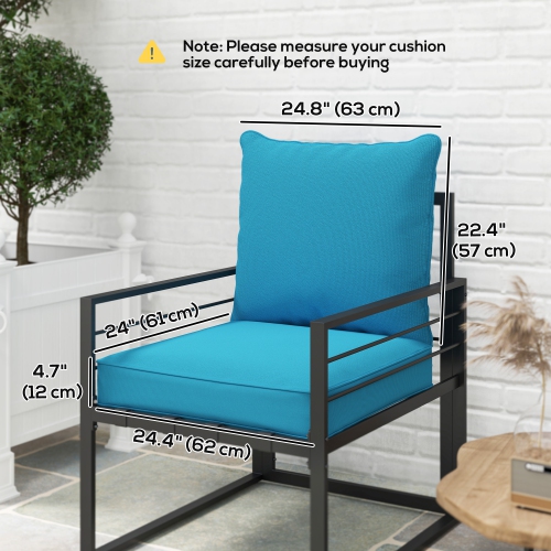 Outsunny Patio Chair Cushions, Thick Deep Seat Outdoor Seat Cushion with Back Cushion, Turquoise
