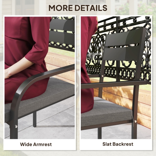 Outsunny 2 Pcs Aluminum Outdoor Dining Chairs, Patio Stackable Chairs with Soft Cushion, for Deck, Garden, Balcony, Poolside, Grey