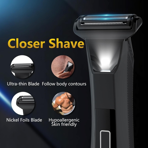 Hair Trimmer for Men,2-in-1 Body Hair Groomer & Groin Hair Shaver,Dual-Head Bikini Trimmer Women,Wet Dry Electric Razors with LED Display,IPX7