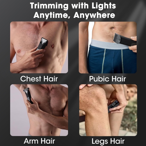 Hair Trimmer for Men,2-in-1 Body Hair Groomer & Groin Hair Shaver,Dual-Head Bikini Trimmer Women,Wet Dry Electric Razors with LED Display,IPX7