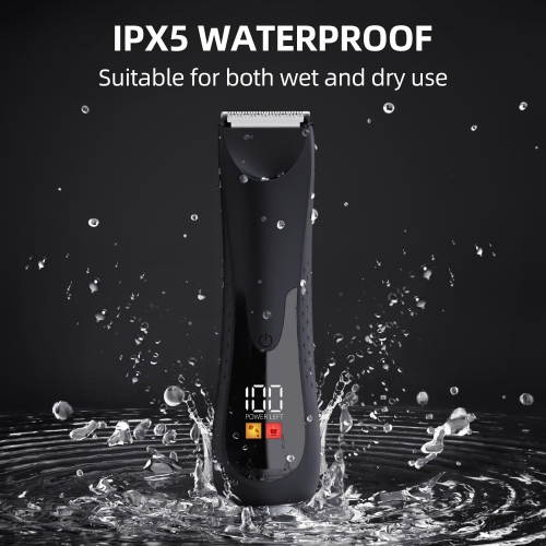 Groin Hair Trimmer,Electric Body Hair Trimmer for Men,Waterproof Ball Trimmer for Pubic Body Groin Grooming with LED Light,Charging Base