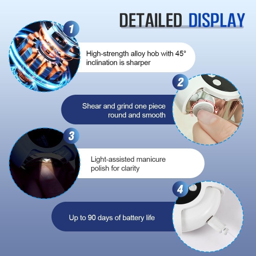 2 in 1 Electric Polishing Automatic Nail Clippers,Electric Nail Clippers for Fingers & Toes,USB Rechargeable Electric Nail File