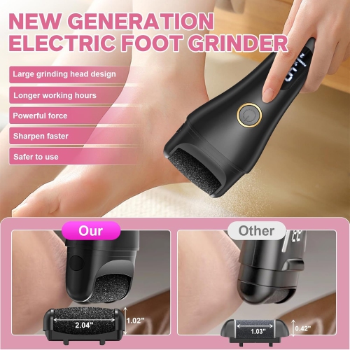 Electric Foot File,Callus Remover for Feet,Adjustable 3 Speed Foot Callus Remover with Pedicure Tools Foot Care,Remove Dead Skin & Hard Skin Dry
