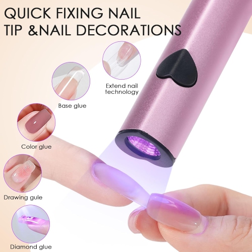 Handheld UV Light for Gel Nails,Portable LED Nail Lamp,Mini Nail Lamp with USB Rechargeable,Fast Curing for Home DIY Manicure-Pink