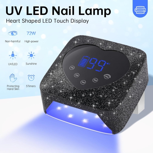 UV Light for Nails,Cordless UV Nail Lamp for Gel Nails,LED Nail Dryer with 5 Timer Setting,Touch Control & Auto Sensor,Fast Nail Light Curing Lamp