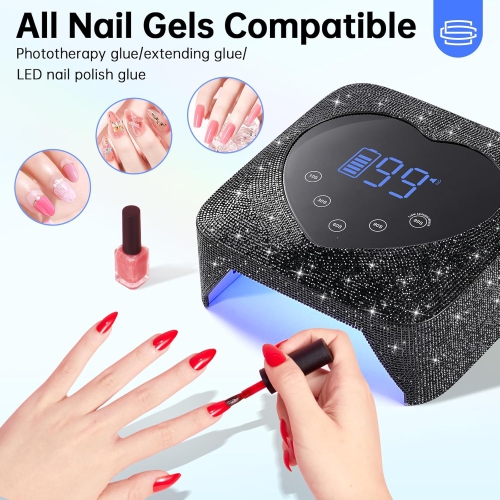 UV Light for Nails,Cordless UV Nail Lamp for Gel Nails,LED Nail Dryer with 5 Timer Setting,Touch Control & Auto Sensor,Fast Nail Light Curing Lamp
