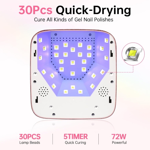 UV Light for Nails,Cordless UV Nail Lamp for Gel Nails,Rechargeable LED Nail Dryer with 5 Timer Setting,Touch Control & Auto Sensor,Fast Nail Light