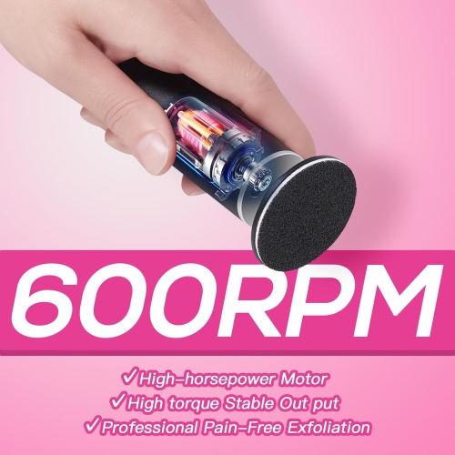 Electric Foot File,Rotatable Electric Foot Dead Skin Remover Callus Remover Tool for Home & Nail Salon with 60 pcs Replacement Sandpaper Discs,Black