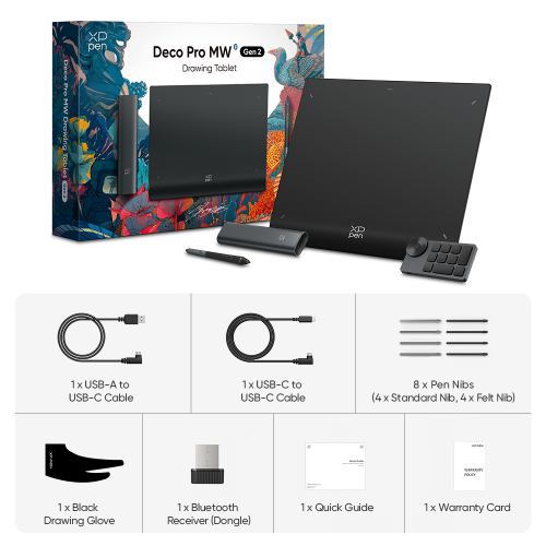 XPPen 9''x6'' Wireless Drawing Tablet Bluetooth Graphics Tablet with X3 Pro Stylus & Mini Key-dial Digital Drawing Pad
