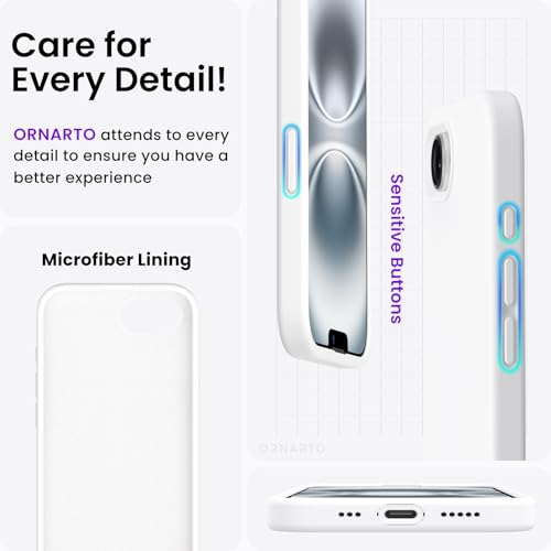 ORNARTO Compatible with iPhone 16e Case 6.1",Liquid Silicone 3 Layers Full Covered Soft Gel Rubber Phone Case,Shockproof Protective Cover 6.1