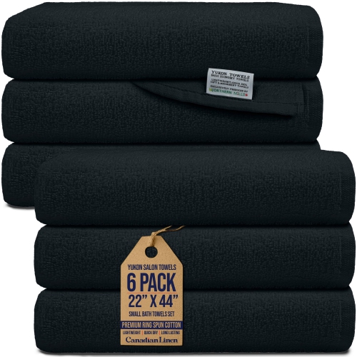 Serviettes de bain Yukon Salon de Canadian Linen, petites 6 serviettes de bain, 22 x 44&nbsp;po, coton doux absorbant, léger, séchage rapide,