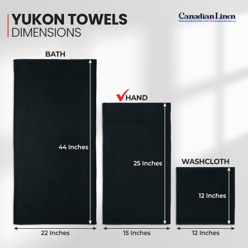 Canadian Linen Yukon Hand Towels Set, 12 Pack, 15"x25", Lightweight Soft Absorbent Cotton Quick Dry Hand Towel for Home Salon Makeup Spa Travel, Black