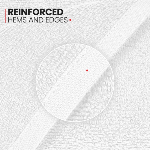 Canadian Linen Yukon Washcloths, 24 Pack, 12"x12" Lightweight Quick Dry Soft Absorbent Cotton Face Towel for Nursing Hospital Hospitality Hotel, White