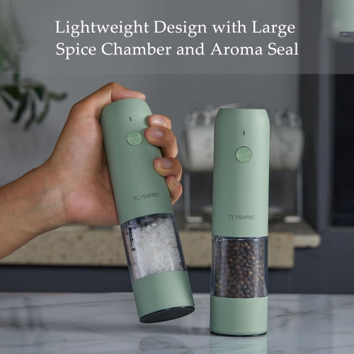 Electric Salt and Pepper Grinder Set, USB Rechargeable, Automatic Salt and Pepper Mill Grinder with Adjustable Coarseness, Electric Salt Shakers, LED