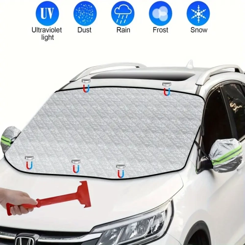 Car Windshield Snow Cover & Sporty Tire Pattern Seat Covers Set