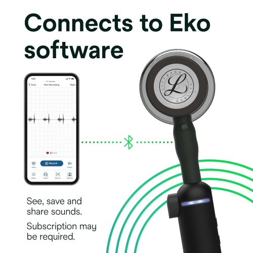 3M Littmann CORE Digital Stethoscope, Our Most Advanced Stethoscope Yet, Up To 40x Amplification*, Active Noise Cancellation, In-App Sound Wave