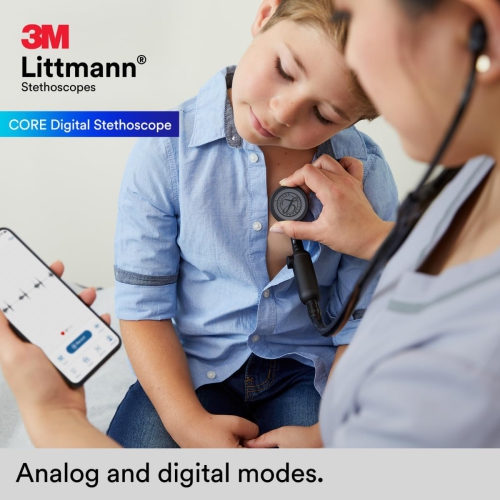 3M Littmann CORE Digital Stethoscope, Our Most Advanced Stethoscope Yet, Up To 40x Amplification*, Active Noise Cancellation, In-App Sound Wave