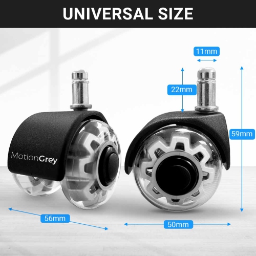 MotionGrey Office Chair Dual Caster Wheels -Auto- Roller Blade, Ergonomic Swift Wheels, Swivel Gaming Office Chair Support for Safe Rolling on All