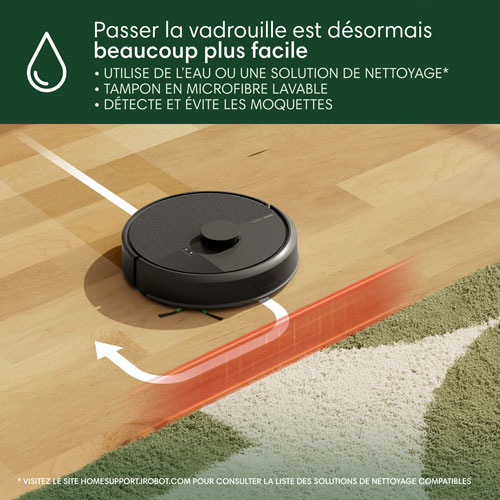 Aspirateur robot à vadrouille connecté Wi-Fi Roomba 105 Combo d'iRobot - Noir