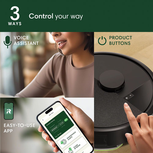 Aspirateur robot à vadrouille connecté Wi-Fi Roomba 105 Combo d'iRobot - Noir