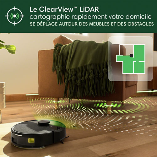 Aspirateur robot à vadrouille connecté Wi-Fi à vidage automatique Roomba 105 Combo d'iRobot - Noir