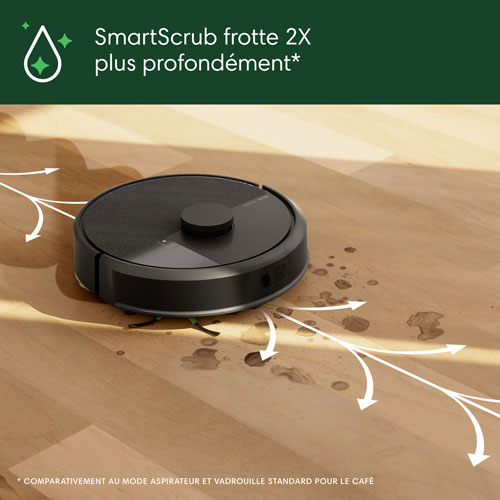 Aspirateur robot à vadrouille connecté Wi-Fi à vidage automatique Roomba 105 Combo d'iRobot - Noir