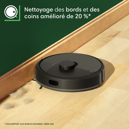 Aspirateur robot à vadrouille connecté Wi-Fi à vidage automatique Roomba 105 Combo d'iRobot - Noir