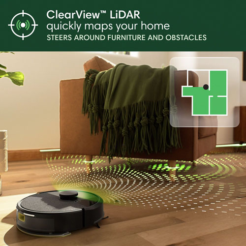 Aspirateur robot à vadrouille connecté Wi-Fi à vidage automatique Roomba 105 Combo d'iRobot - Noir