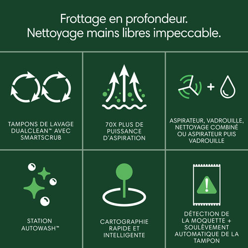 Aspirateur robot à vadrouille connecté Wi-Fi à vidage automatique Roomba Plus 405 Combo d'iRobot - Noir